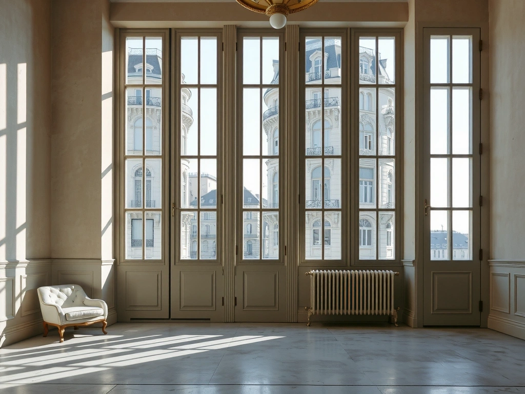 Restored Parisian interior with natural light